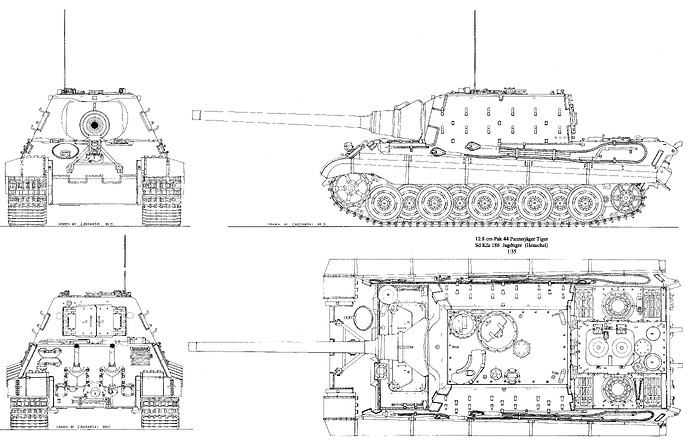 Jagdtiger Blueprint - Download free blueprint for 3D modeling