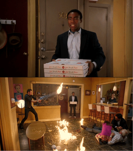 Troy walks in with pizza Blank Template - Imgflip