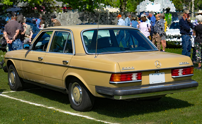 1980_Mercedes-Benz_300D_Sedan_in_Manila_Beige,_Rear_Left,_05-27-2023