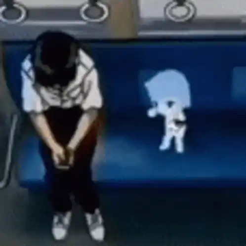Shinji and Chibi Rei on the Train