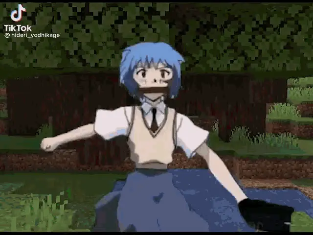 Meme Rei Ayanami Dancing in Minecraft